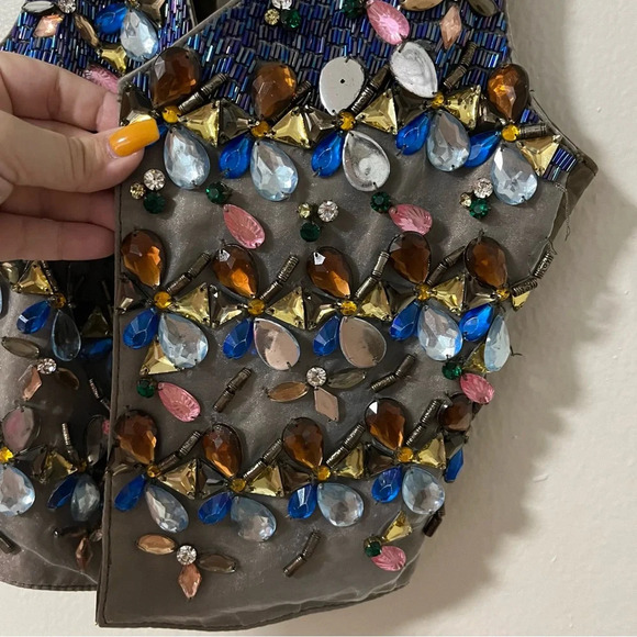 MAKE OFFER Matthew Williamson 2009 Leather beaded sequins jeweled vest small/med - Picture 5 of 8